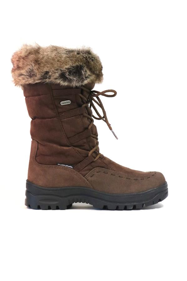 Squaw OC Brown Women s mid calf Winter Boots with retractable Ice Grip system Mammal Winter Boots